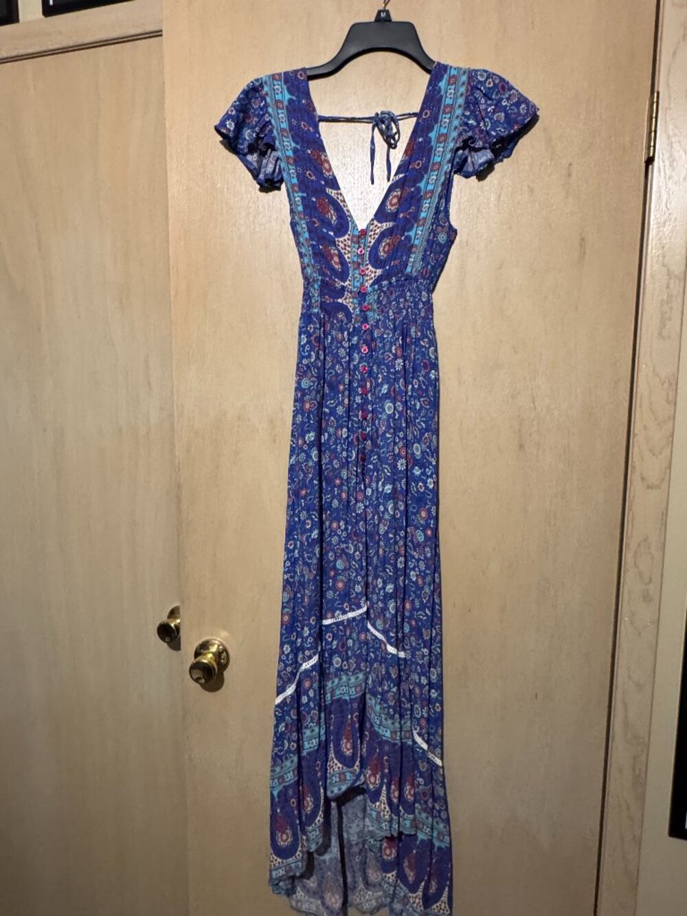 Blue boho hi-low maxi dress